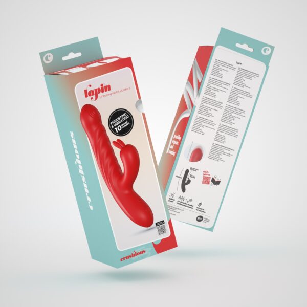 VIBRADOR CONEJO LAPIN RECARGABLE CON EMPUJE ROJO Y NEGRO CRUSHIOUS