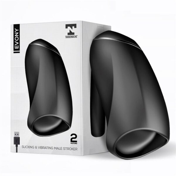 TARDENOCHE EVONY MASTURBADOR MASCULINO SEXO ORAL SUCCIÓN Y VIBRACIÓN 2 MOTORES USB SILICONA